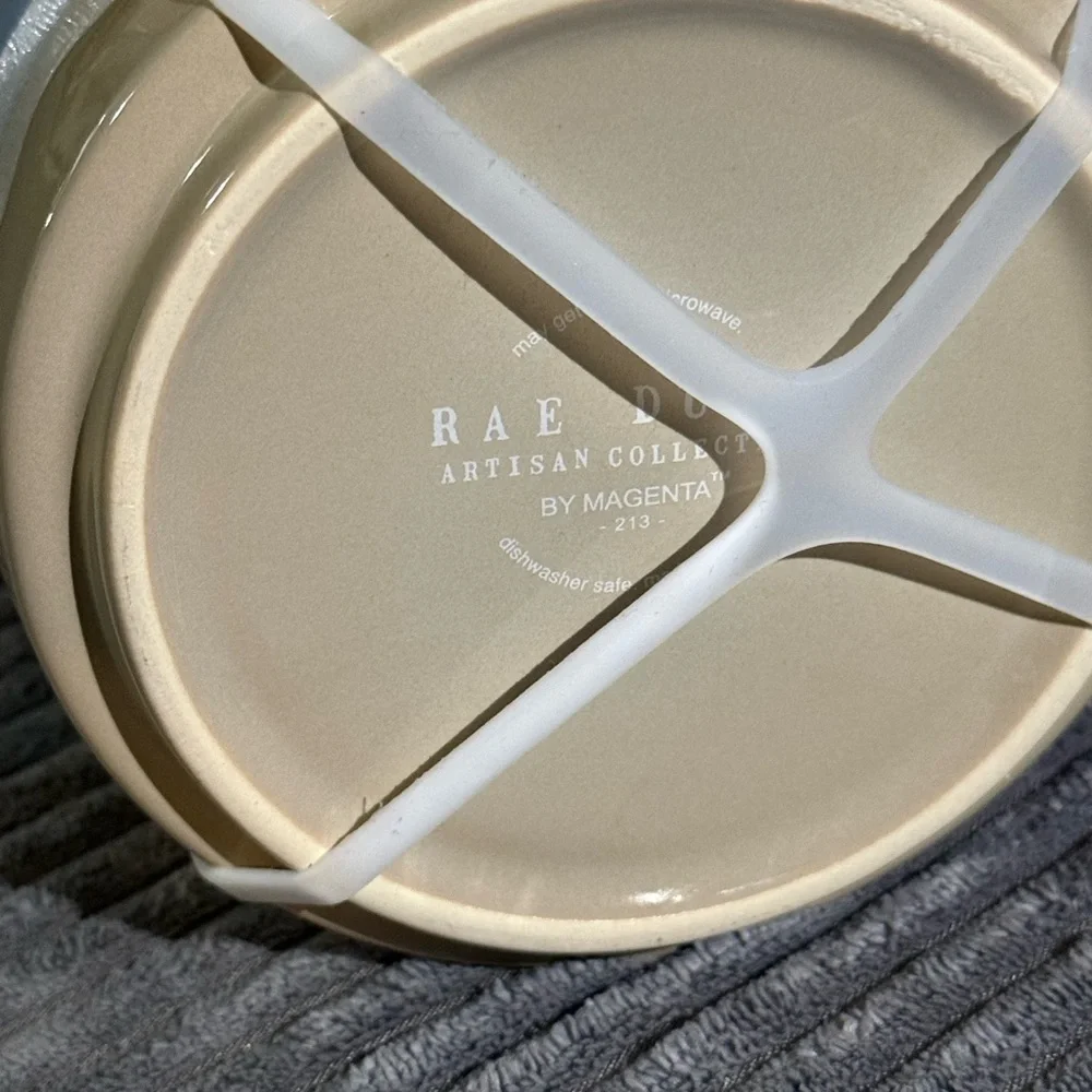Rae Dunn Blue & Tan Pet DRINK / EAT Ceramic Bowls - Set of 2- NWT
